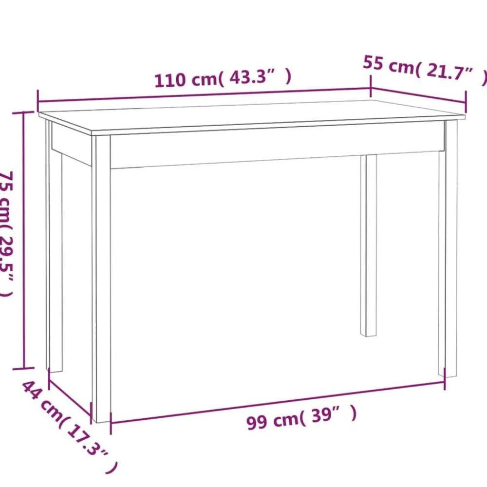 vidaXL Mesa de comedor madera maciza de pino 110x55x75 cm Natural Best