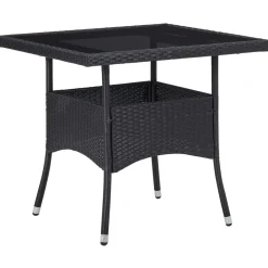 vidaXL Muebles De Jardín-Mesa de comedor para jardín ratán sintético y vidrio
