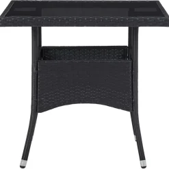 vidaXL Muebles De Jardín-Mesa de comedor para jardín ratán sintético y vidrio