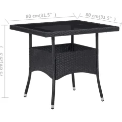 vidaXL Muebles De Jardín-Mesa de comedor para jardín ratán sintético y vidrio