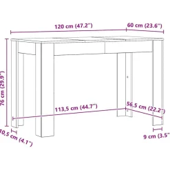 vidaXL Mesa de Comedor Roble Artesano 120x60x76cm madera reconstituida Roble artisan Clearance