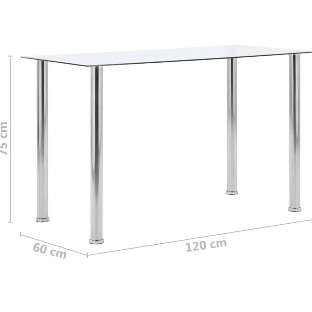 vidaXL Mesa de comedor vidrio templado transparente 120x60x75 cm New