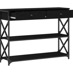 vidaXL Mesa de Consola con cajón 100 x 28 x 75 cm Roble negro Clearance