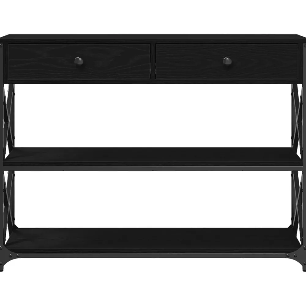 vidaXL Mesa de Consola con cajón 100 x 28 x 75 cm Roble negro Clearance