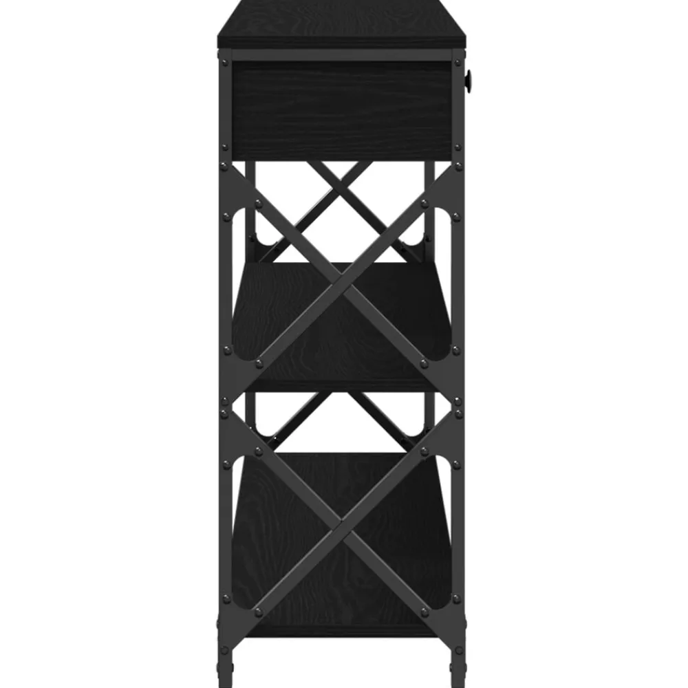 vidaXL Mesa de Consola con cajón 100 x 28 x 75 cm Roble negro Clearance