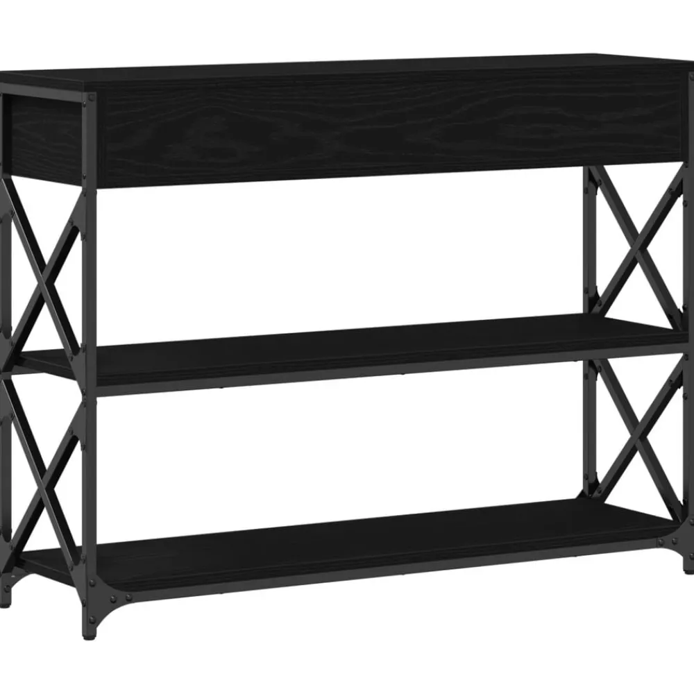 vidaXL Mesa de Consola con cajón 100 x 28 x 75 cm Roble negro Clearance