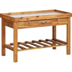 vidaXL Jardín-Mesa de cultivo de jardín madera maciza acacia tablero de zinc