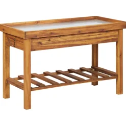 vidaXL Jardín-Mesa de cultivo de jardín madera maciza acacia tablero de zinc