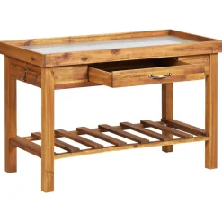 vidaXL Jardín-Mesa de cultivo de jardín madera maciza acacia tablero de zinc