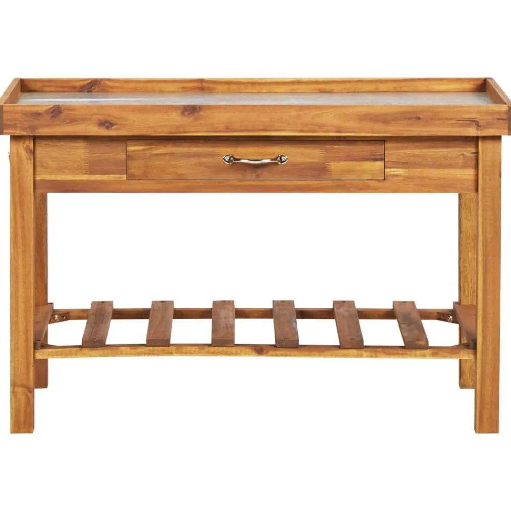 vidaXL Jardín-Mesa de cultivo de jardín madera maciza acacia tablero de zinc