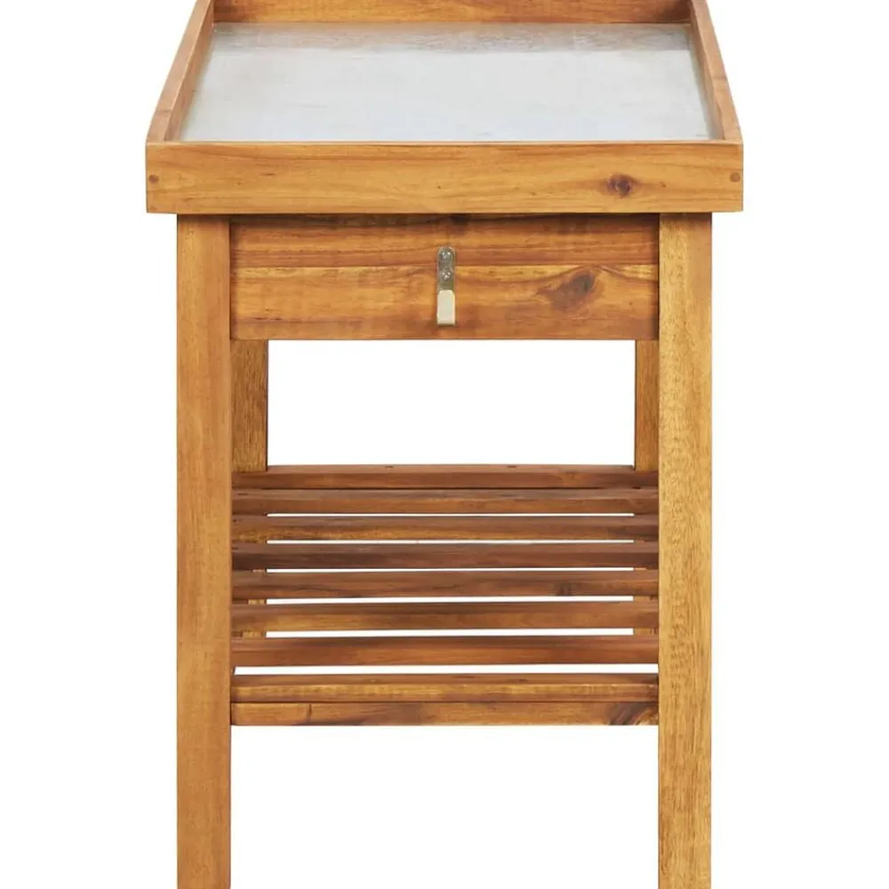 vidaXL Jardín-Mesa de cultivo de jardín madera maciza acacia tablero de zinc