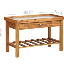 vidaXL Jardín-Mesa de cultivo de jardín madera maciza acacia tablero de zinc