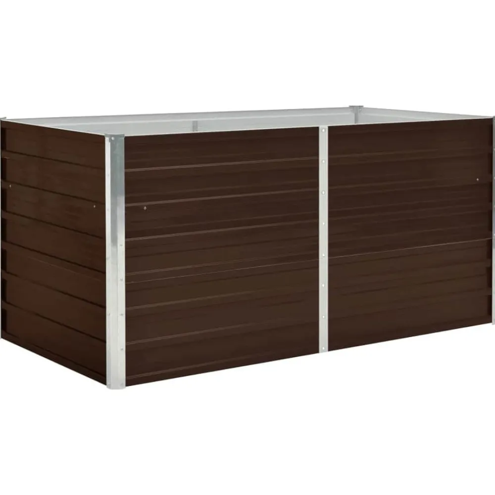 vidaXL Mesa de cultivo de acero galvanizado marrón 160x80x77 cm Discount