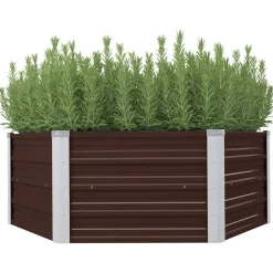vidaXL Mesa de cultivo de acero galvanizado marrón 129x129x45 cm Marrón New