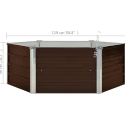 vidaXL Mesa de cultivo de acero galvanizado marrón 129x129x45 cm Marr&oacute;n New
