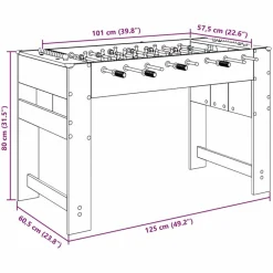 vidaXL Juegos De Interior-Mesa de Futbolín 125 x 60,5 x 80 cm