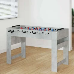 vidaXL Juegos De Interior-Mesa de Futbolín Gris Concreto 125 x 60,5 x 80 cm