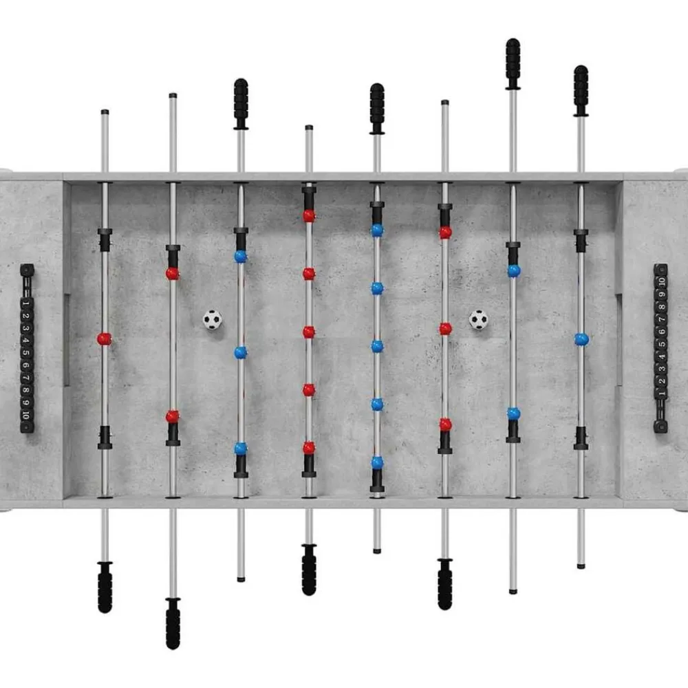 vidaXL Juegos De Interior-Mesa de Futbolín Gris Concreto 125 x 60,5 x 80 cm