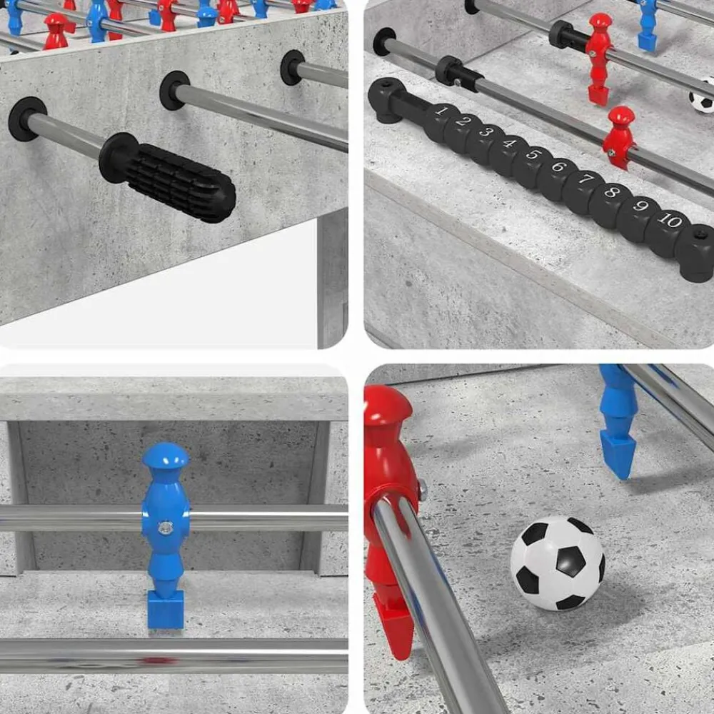 vidaXL Juegos De Interior-Mesa de Futbolín Gris Concreto 125 x 60,5 x 80 cm