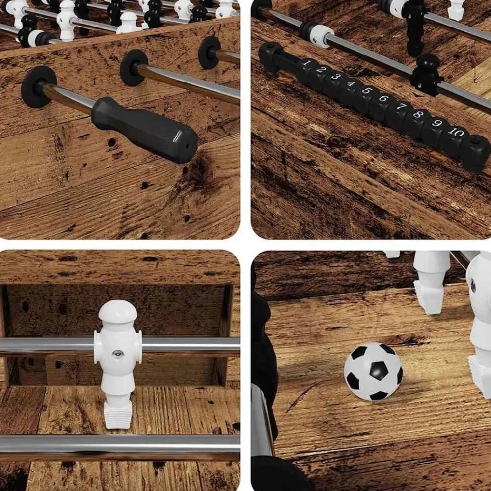 vidaXL Juegos De Interior-Mesa de Futbolín Madera vieja 146,5 x 74 x 85 cm