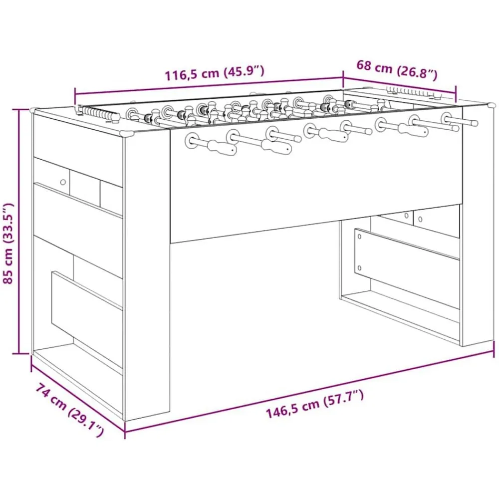 vidaXL Juegos De Interior-Mesa de Futbolín 146,5 x 74 x 85 cm