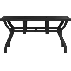vidaXL Muebles De Jardín-Mesa de jardín acero y vidrio negra 140x70x70 cm