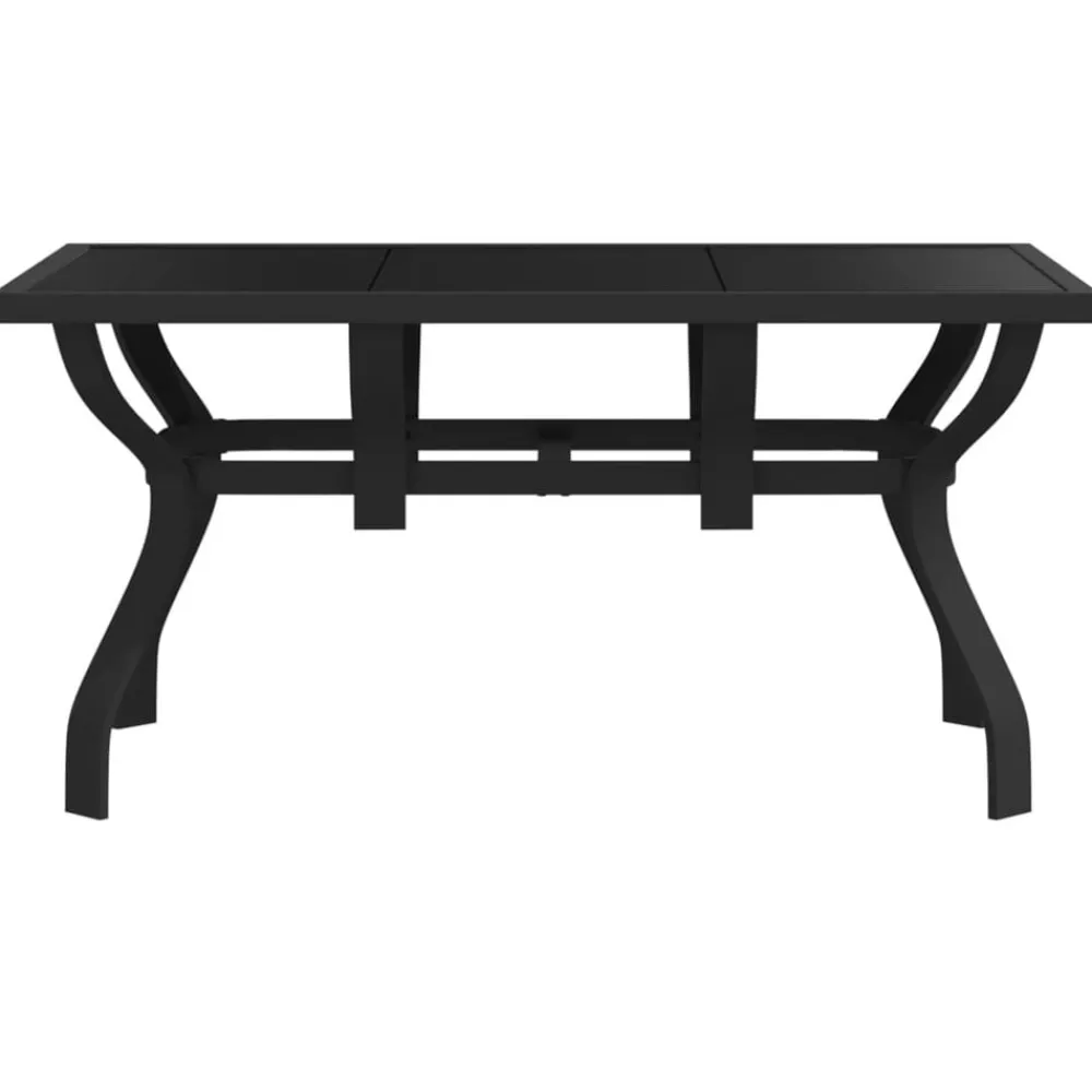 vidaXL Muebles De Jardín-Mesa de jardín acero y vidrio negra 140x70x70 cm
