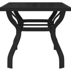 vidaXL Muebles De Jardín-Mesa de jardín acero y vidrio negra 140x70x70 cm