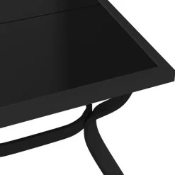 vidaXL Muebles De Jardín-Mesa de jardín acero y vidrio negra 140x70x70 cm