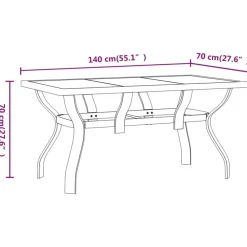vidaXL Muebles De Jardín-Mesa de jardín acero y vidrio negra 140x70x70 cm