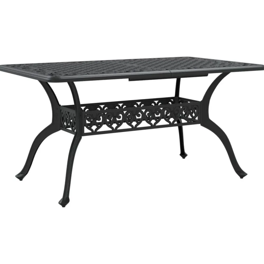 vidaXL Mesa de jardín aluminio fundido 150x90x72 cm Negro Discount