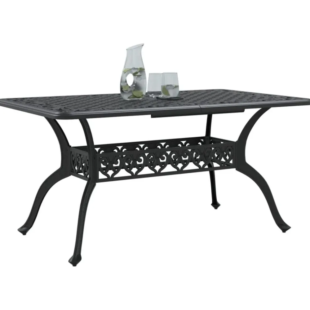 vidaXL Mesa de jardín aluminio fundido 150x90x72 cm Negro Discount