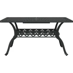 vidaXL Mesa de jardín aluminio fundido 150x90x72 cm Negro Discount