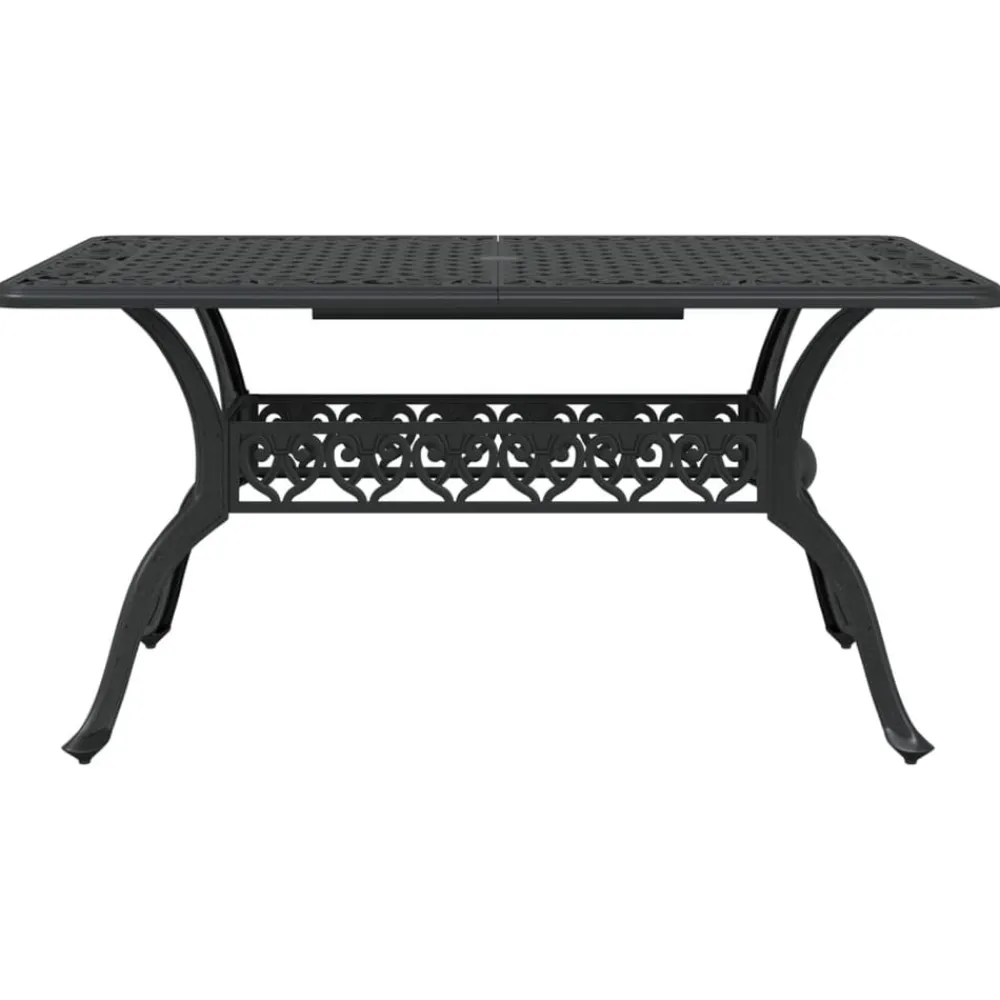 vidaXL Mesa de jardín aluminio fundido 150x90x72 cm Negro Discount