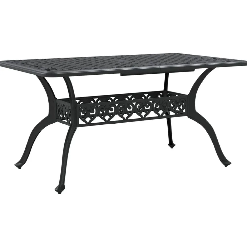 vidaXL Mesa de jardín aluminio fundido 150x90x72 cm Negro Discount