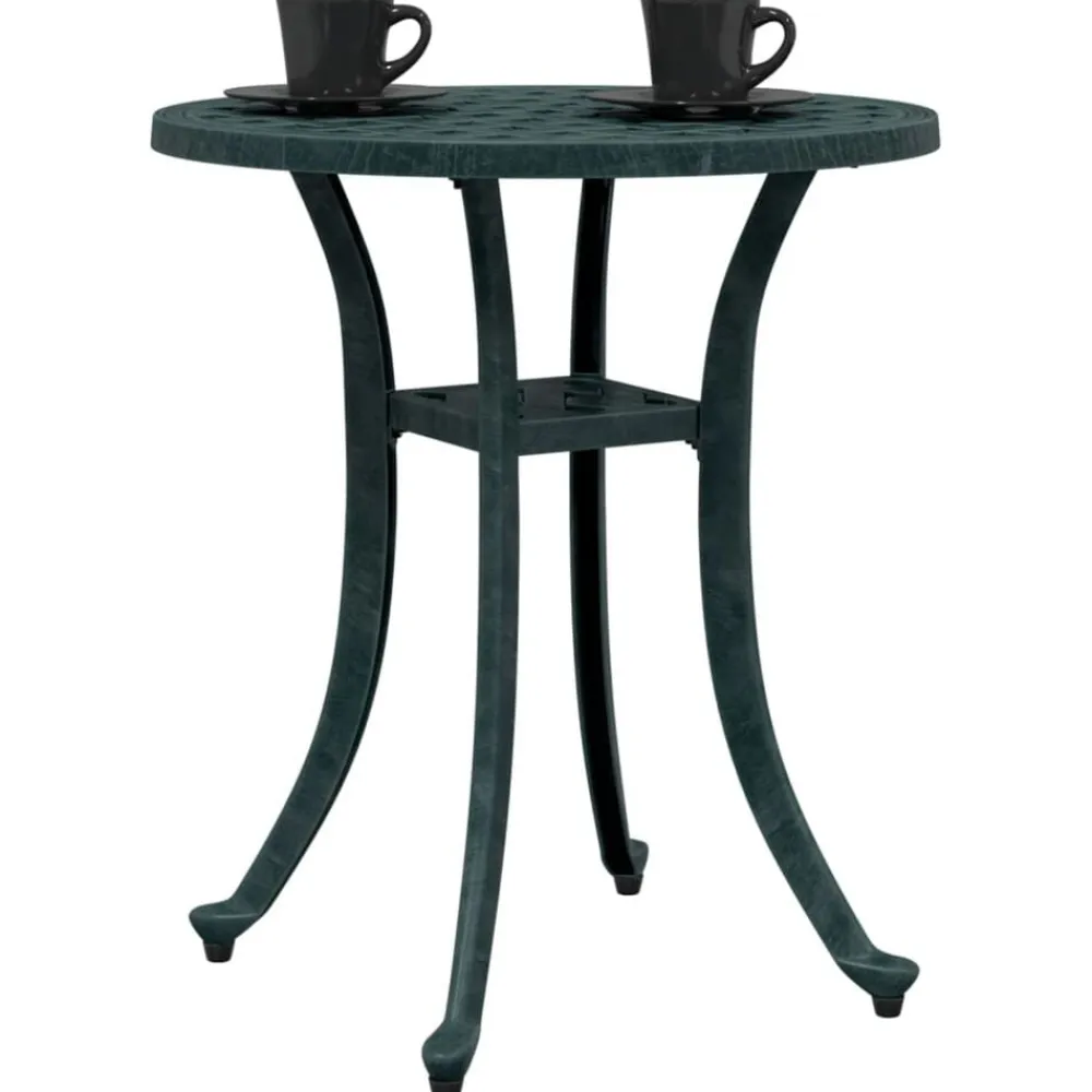 vidaXL Mesa de jardín aluminio fundido Ø48x53 cm Verde Clearance