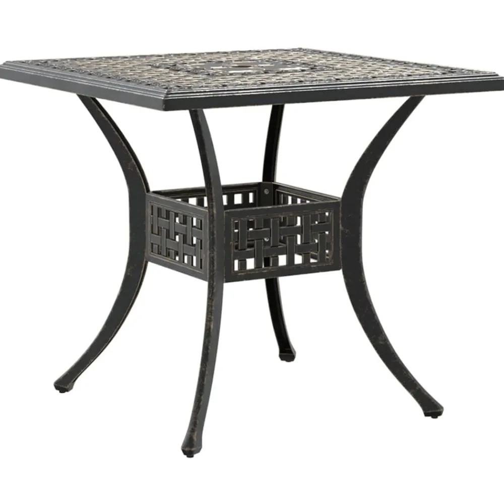 vidaXL Mesa de jardín aluminio fundido color 80x80x75 cm Bronce New