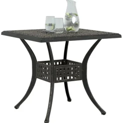 vidaXL Mesa de jardín aluminio fundido color 80x80x75 cm Bronce New