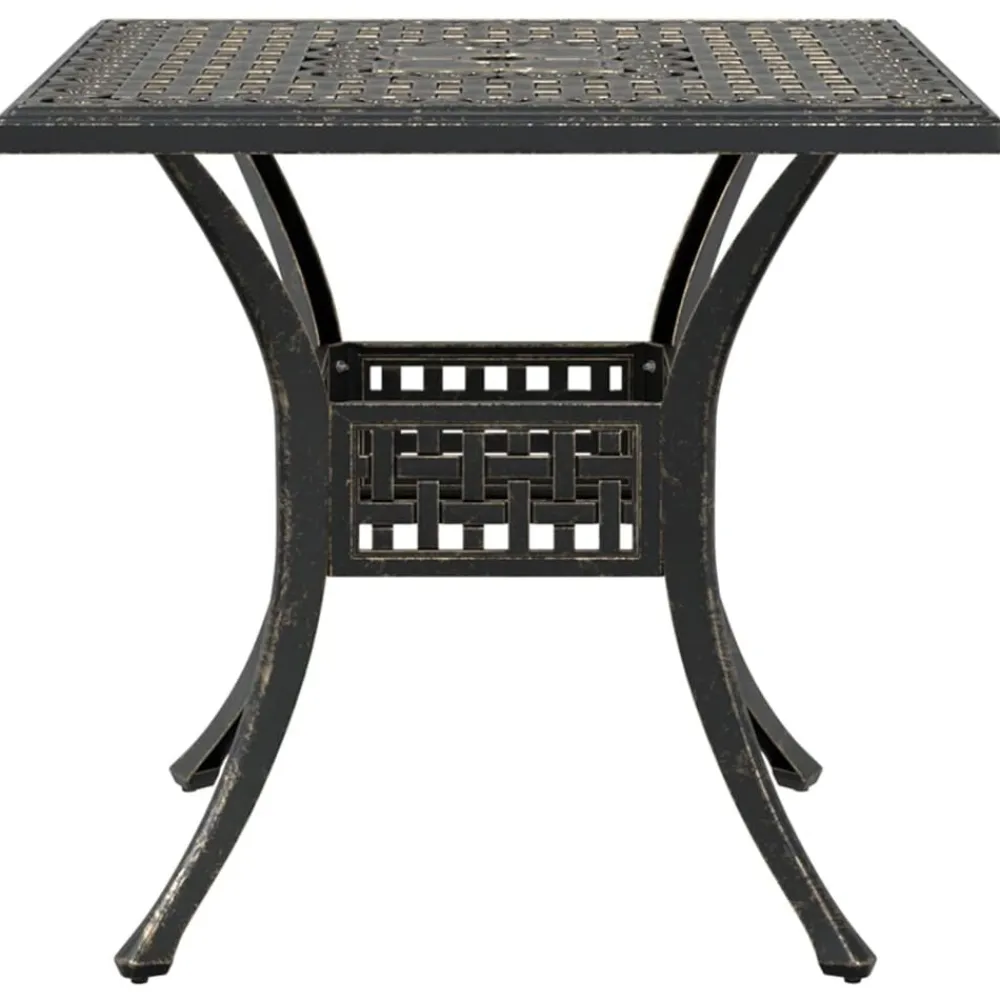 vidaXL Mesa de jardín aluminio fundido color 80x80x75 cm Bronce New