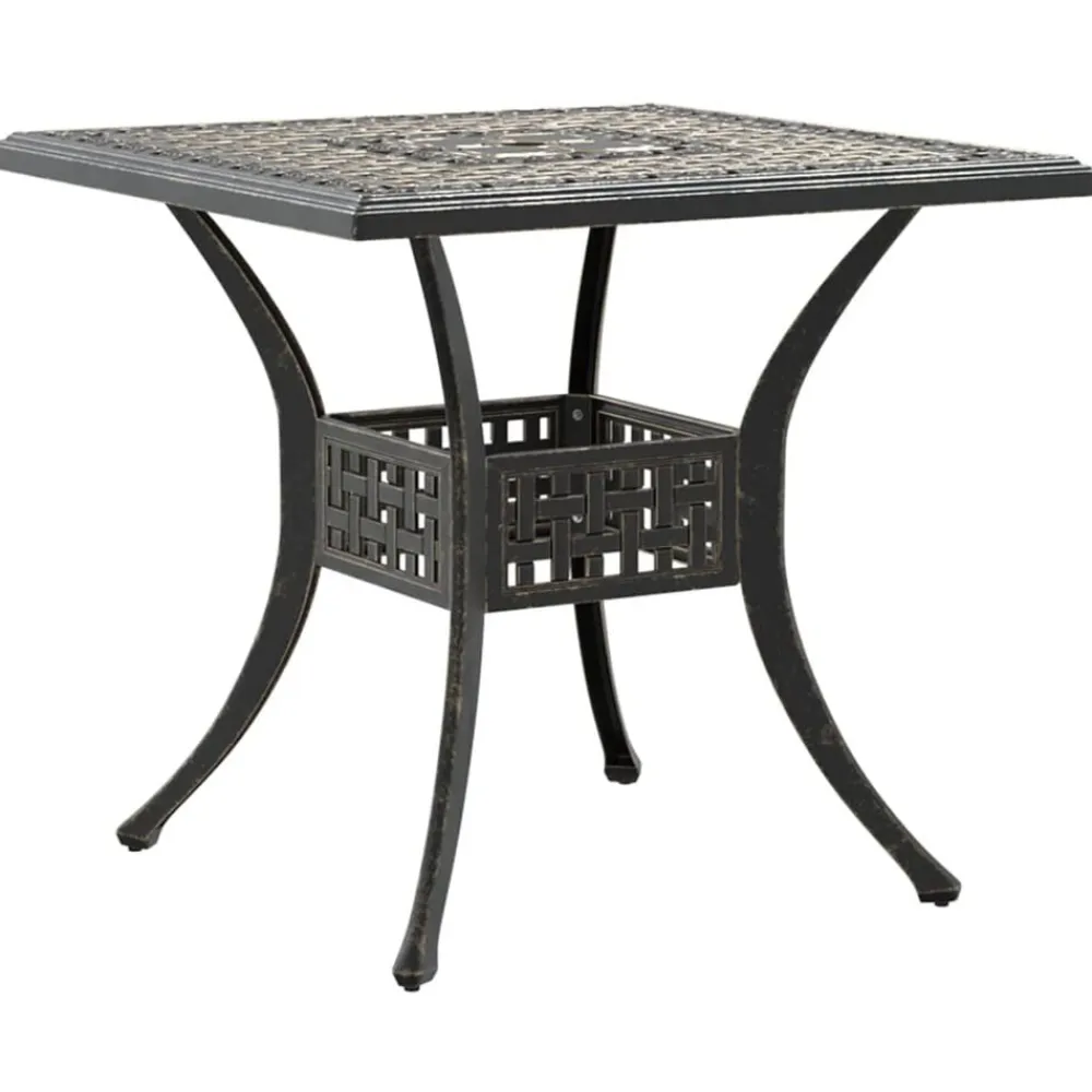 vidaXL Mesa de jardín aluminio fundido color 80x80x75 cm Bronce New