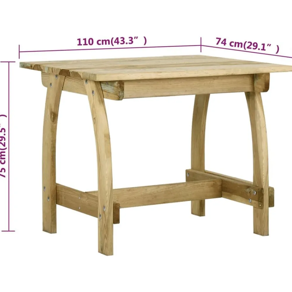 vidaXL Mesa de jardín de madera de pino impregnada 110x74x75 cm Sale