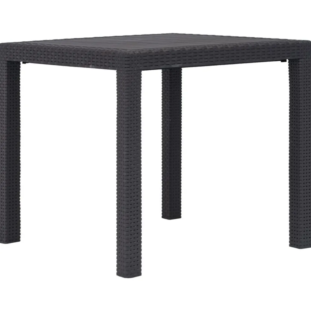 vidaXL Mesa de jardín de plástico aspecto ratán marrón 79x79x72 cm Marrón Hot