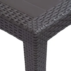 vidaXL Mesa de jardín de plástico aspecto ratán marrón 79x79x72 cm Marrón Hot