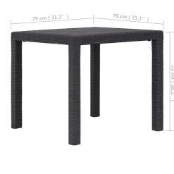 vidaXL Mesa de jardín de plástico aspecto ratán marrón 79x79x72 cm Marrón Hot