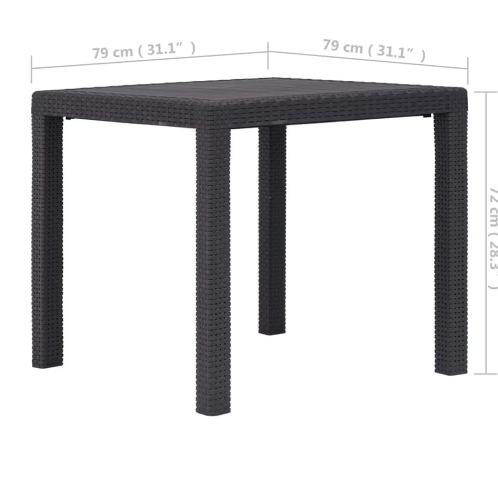vidaXL Mesa de jardín de plástico aspecto ratán marrón 79x79x72 cm Marrón Hot