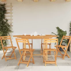 vidaXL Mesa de jardín extensible madera maciza teca 110-160x80x75 cm Sale