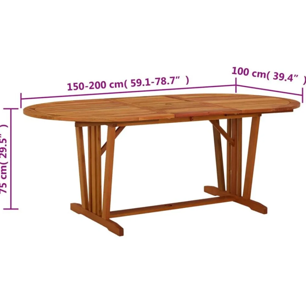 vidaXL Mesa de jardín madera maciza de eucalipto 200x100x75 cm Hot