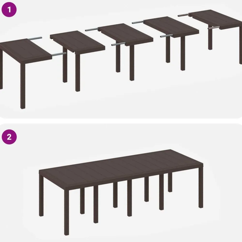 vidaXL Mesa de Jardín Marrón 250 x 100 x 73 cm ratán sintético Marrón Best