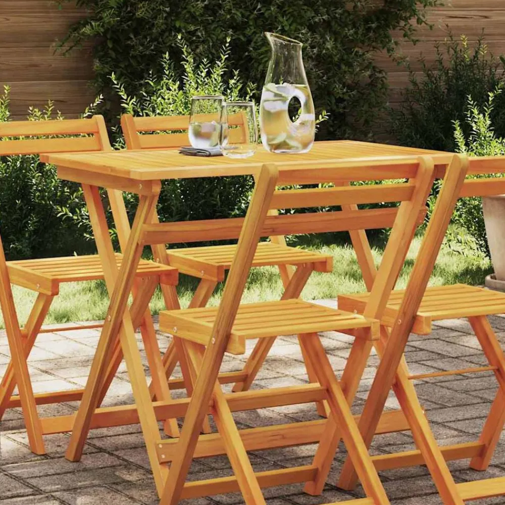 vidaXL Mesa de Jardín Marrón 90 x 55 x 75 cm Madera de Acacia Sólida Clearance