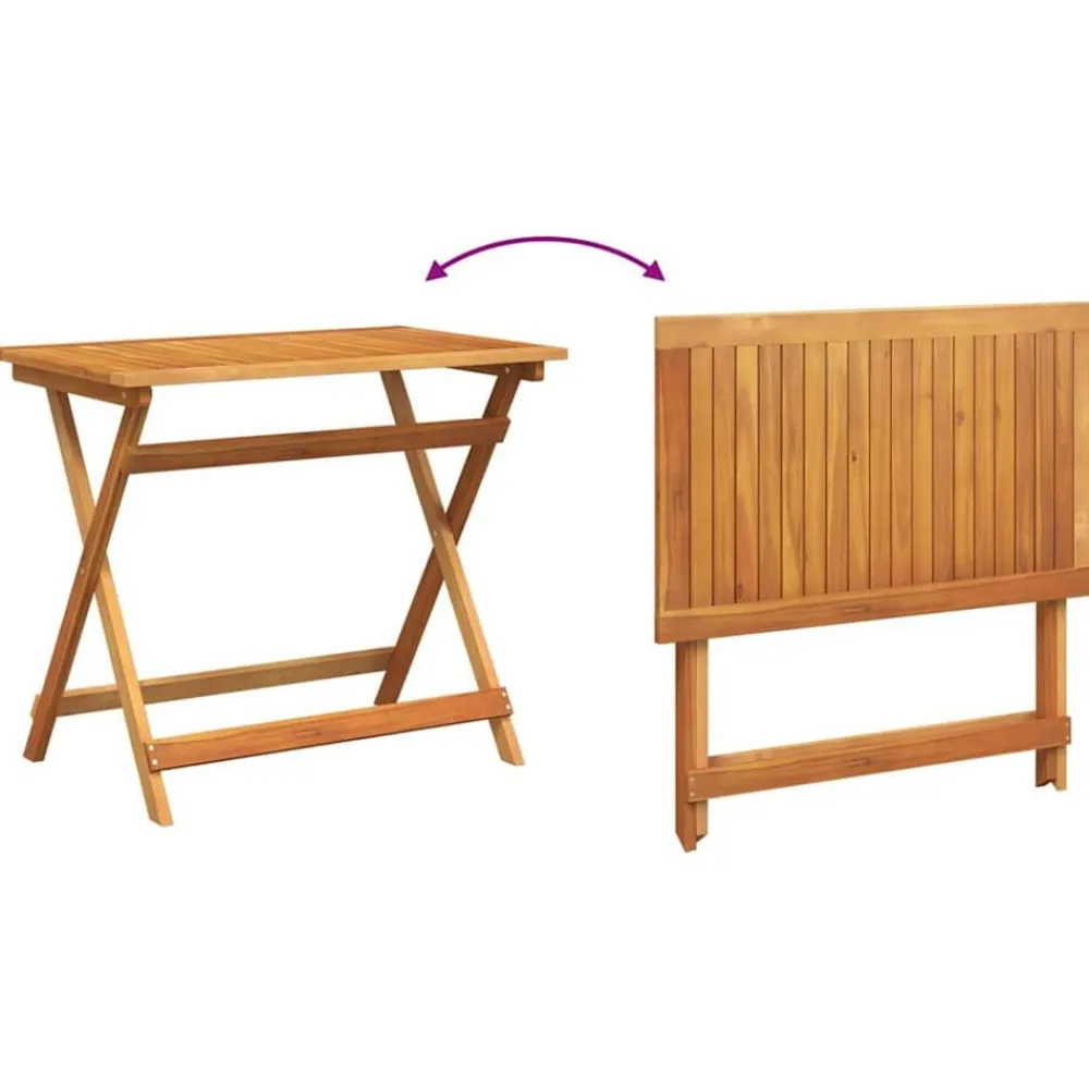 vidaXL Mesa de Jardín Marrón 90 x 55 x 75 cm Madera de Acacia Sólida Clearance